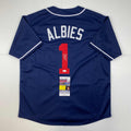 Autographed/Signed Ozzie Albies Atlanta Blue Baseball Jersey JSA COA
