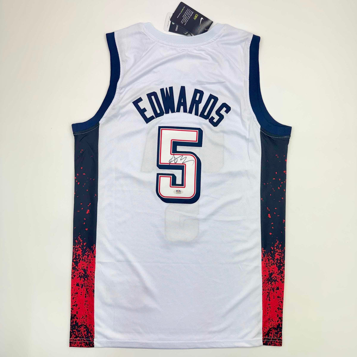 Autographed/Signed Anthony Edwards United States USA White Basketball Jersey PSA COA