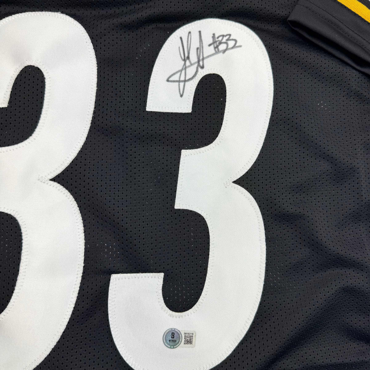 Autographed/Signed Jack Sawyer Pittsburgh Black Football Jersey Beckett BAS COA