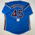 Autographed/Signed Zack Wheeler Philadelphia Blue Retro Baseball Jersey PSA/DNA COA