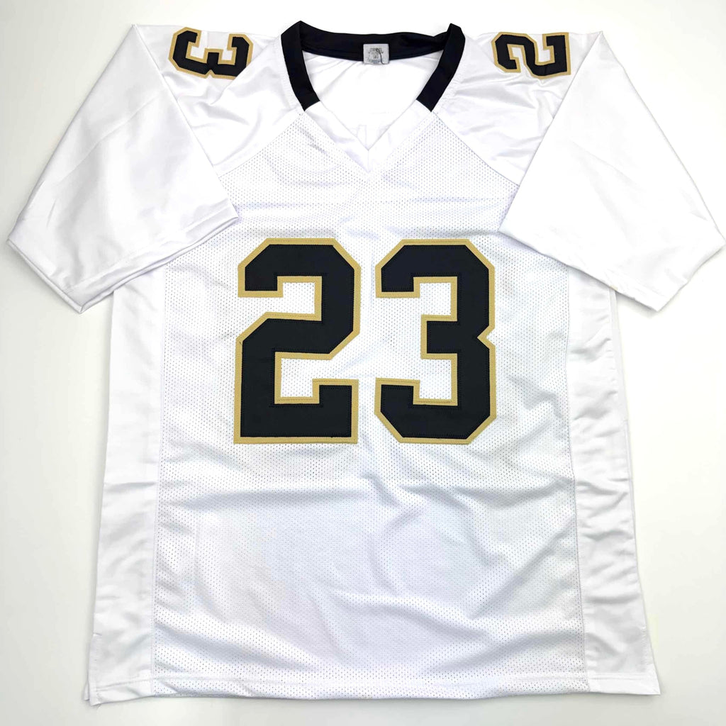 Autographed/Signed Pierre Thomas New Orleans White Football Jersey JSA COA