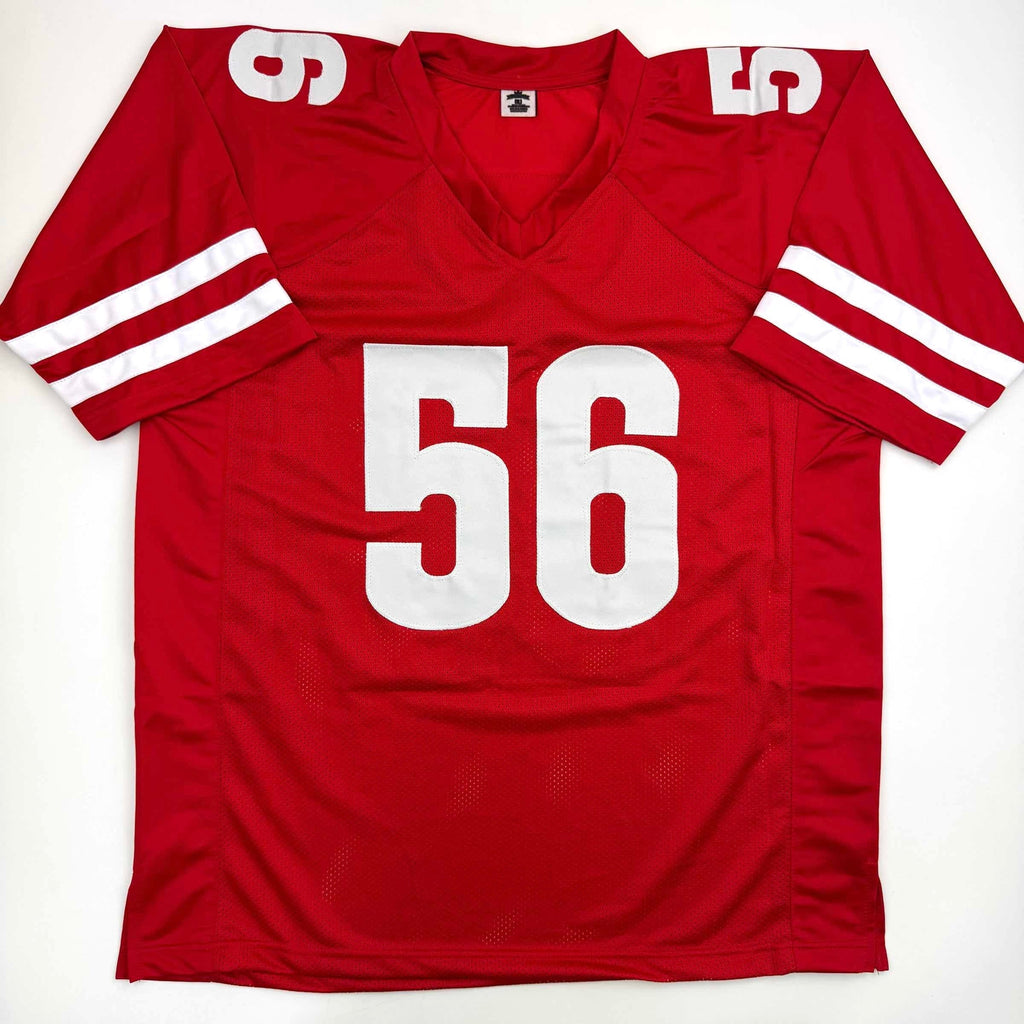 Autographed/Signed Zack Baun Wisconsin Red College Football Jersey JSA COA