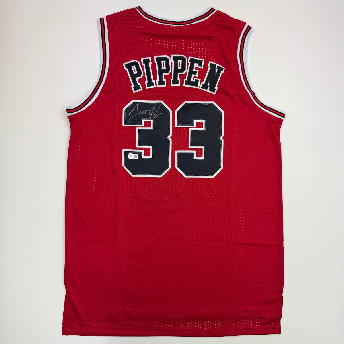 Autographed/Signed Scottie Pippen Chicago Red Basketball Jersey Beckett BSA COA