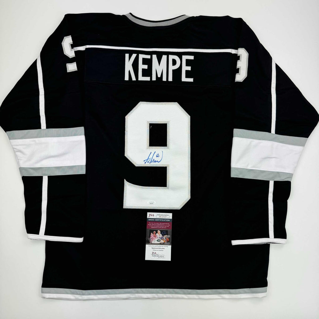 Autographed/Signed Adrian Kempe Los Angeles LA Black Hockey Jersey JSA COA