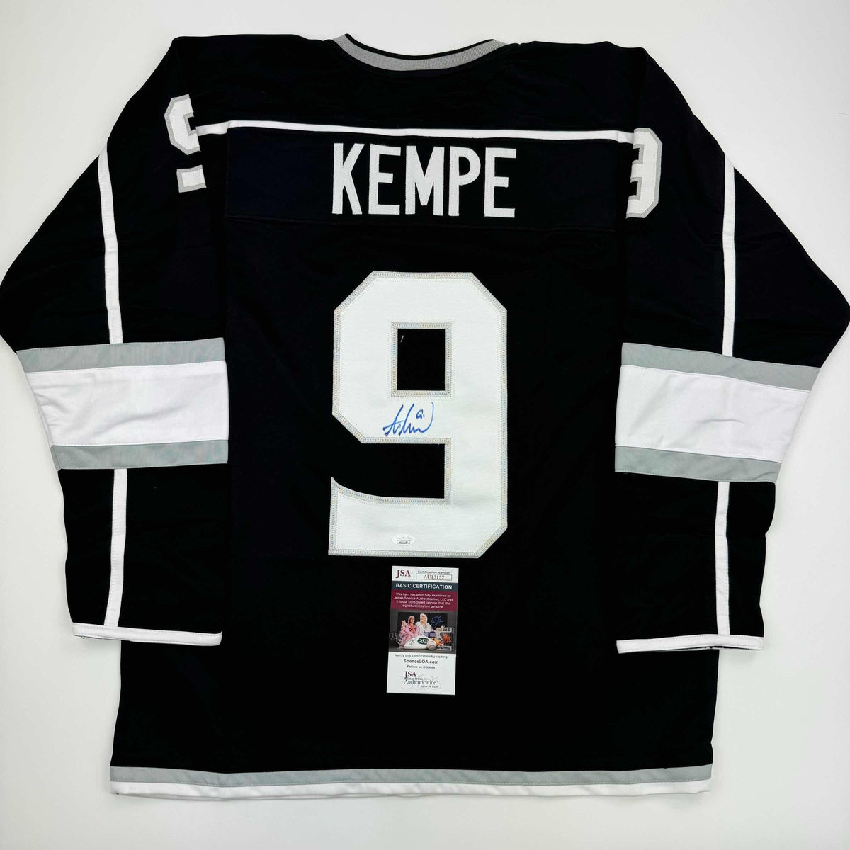 Autographed/Signed Adrian Kempe Los Angeles LA Black Hockey Jersey JSA COA