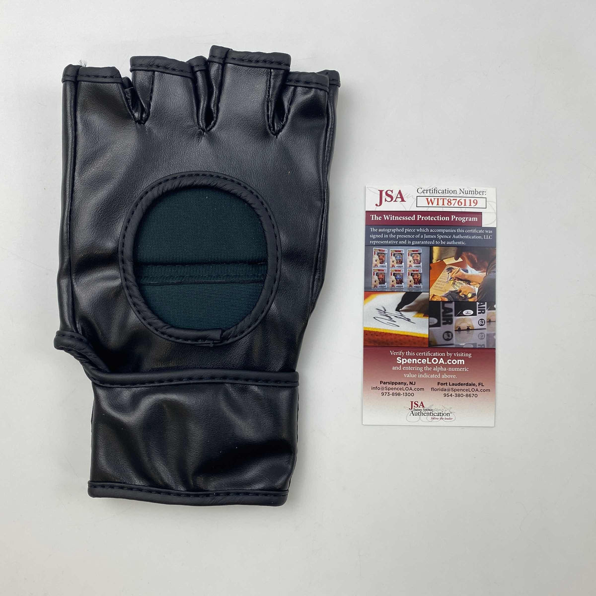 Autographed/Signed Georges St. Pierre UFC MMA Black Fighting Glove JSA COA Auto
