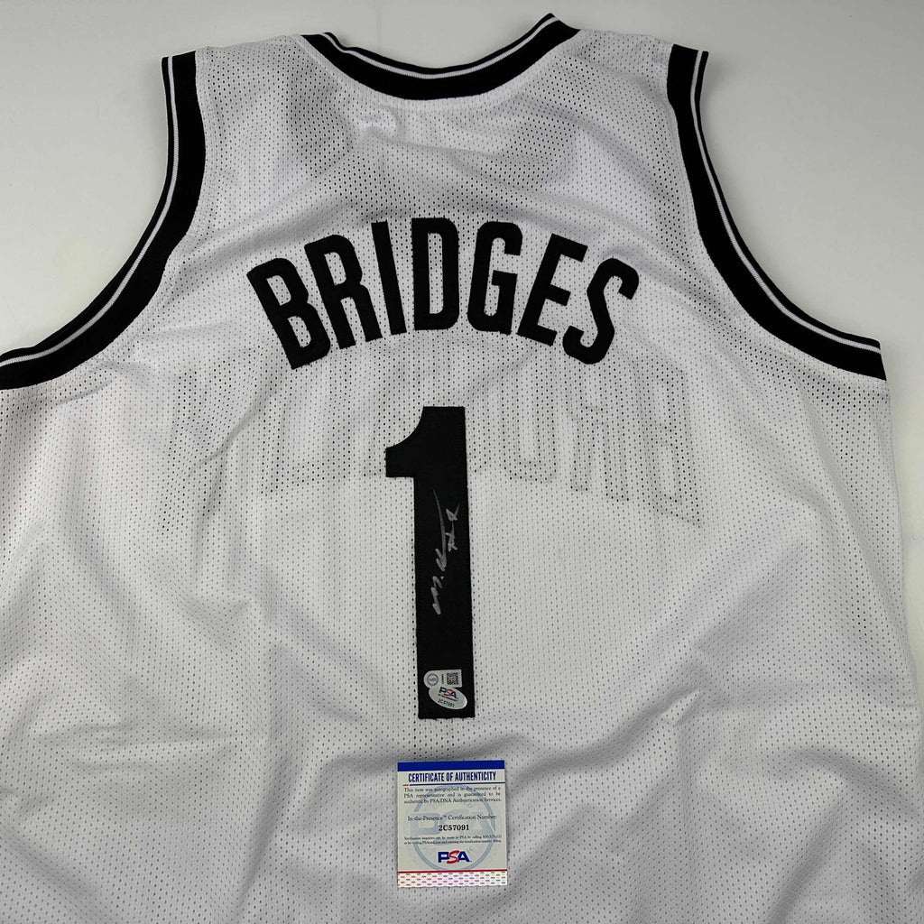 Autographed/Signed Mikal Bridges Brooklyn White Basketball Jersey Beckett BAS COA