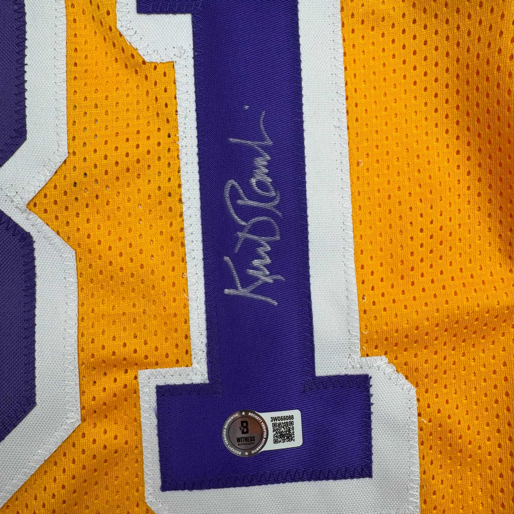 Autographed/Signed Kurt Rambis Los Angeles LA Yellow Basketball Jersey Beckett BAS COA