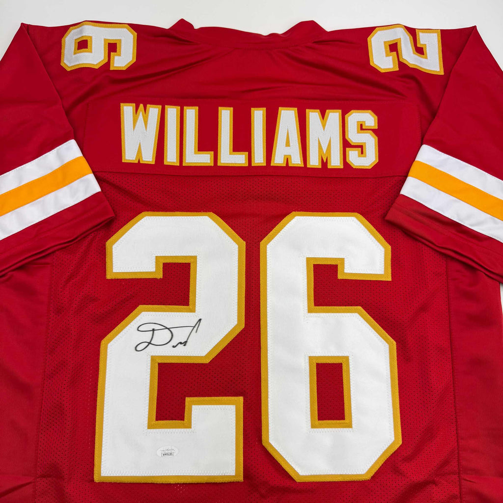 Autographed/Signed Damien Williams Kansas City Red Football Jersey JSA COA