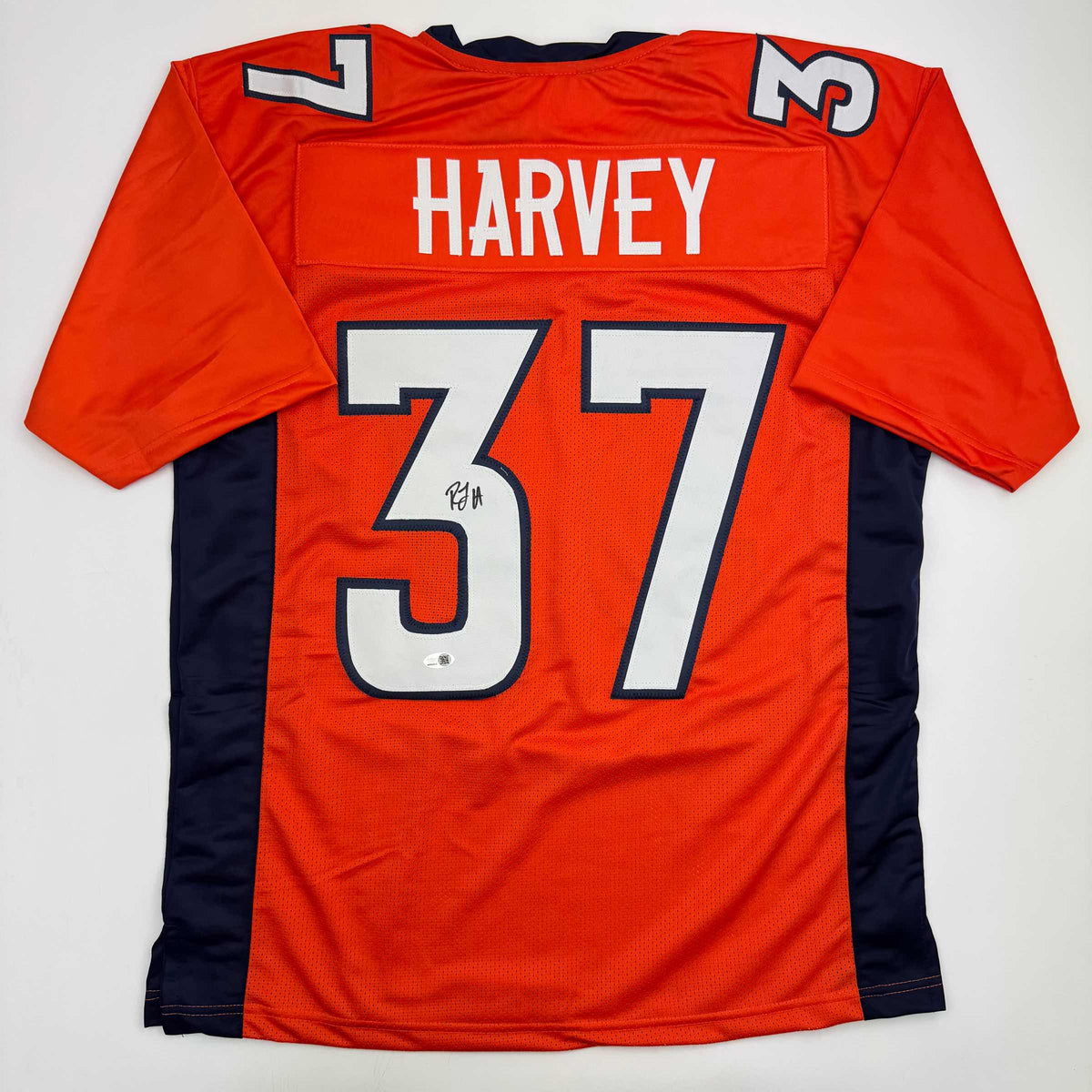 Autographed/Signed R.J RJ Harvey Denver Orange Football Jersey JSA COA