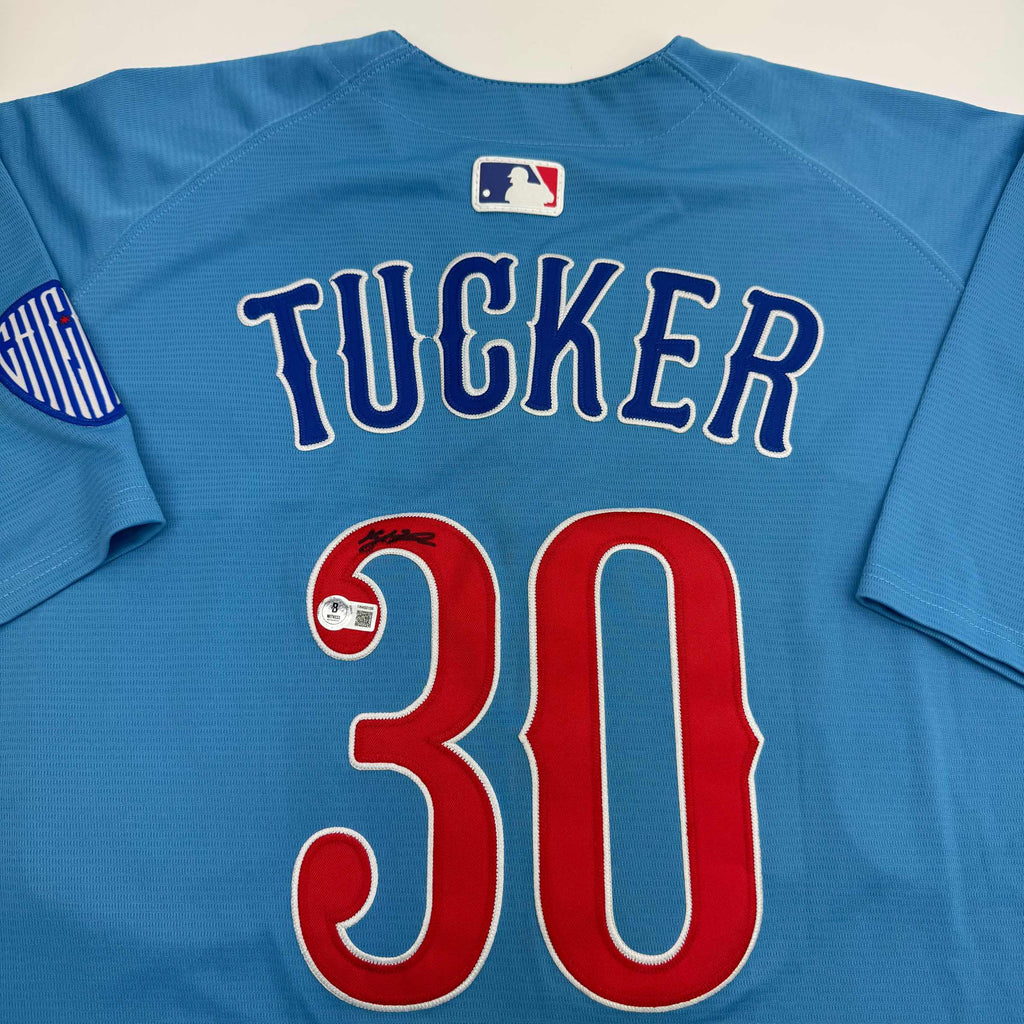Autographed/Signed Kyle Tucker Chicago Blue Baseball Jersey Beckett BAS COA