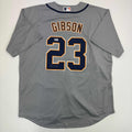 Autographed/Signed Kirk Gibson Detroit Tigers Grey Baseball Jersey Beckett BAS COA