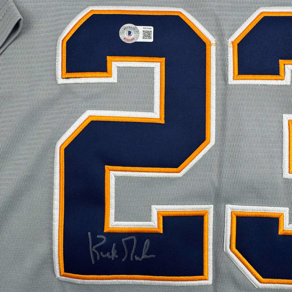 Autographed/Signed Kirk Gibson Detroit Tigers Grey Baseball Jersey Beckett BAS COA