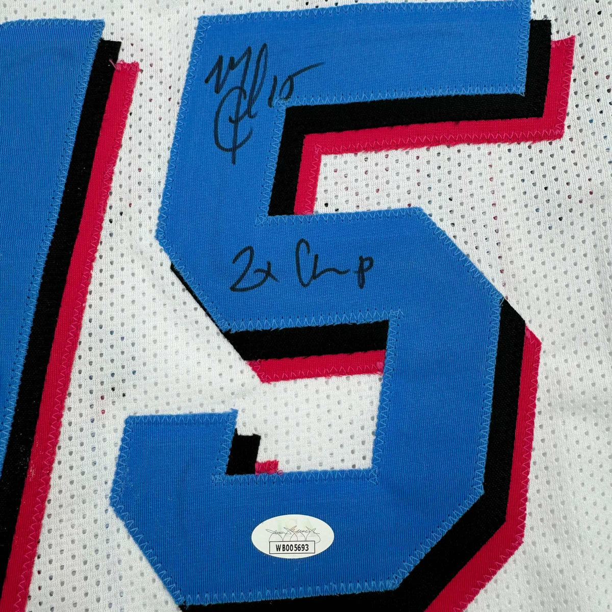Framed Autographed/Signed Mario Chalmers 35x39 Miami Vice White Basketball Jersey JSA COA