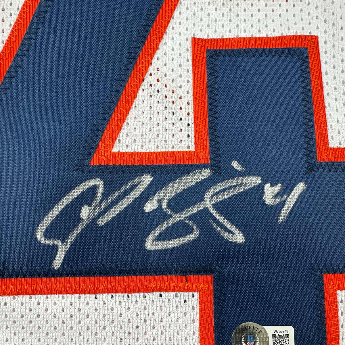 Autographed/Signed Champ Bailey Denver White Football Jersey Beckett BAS COA