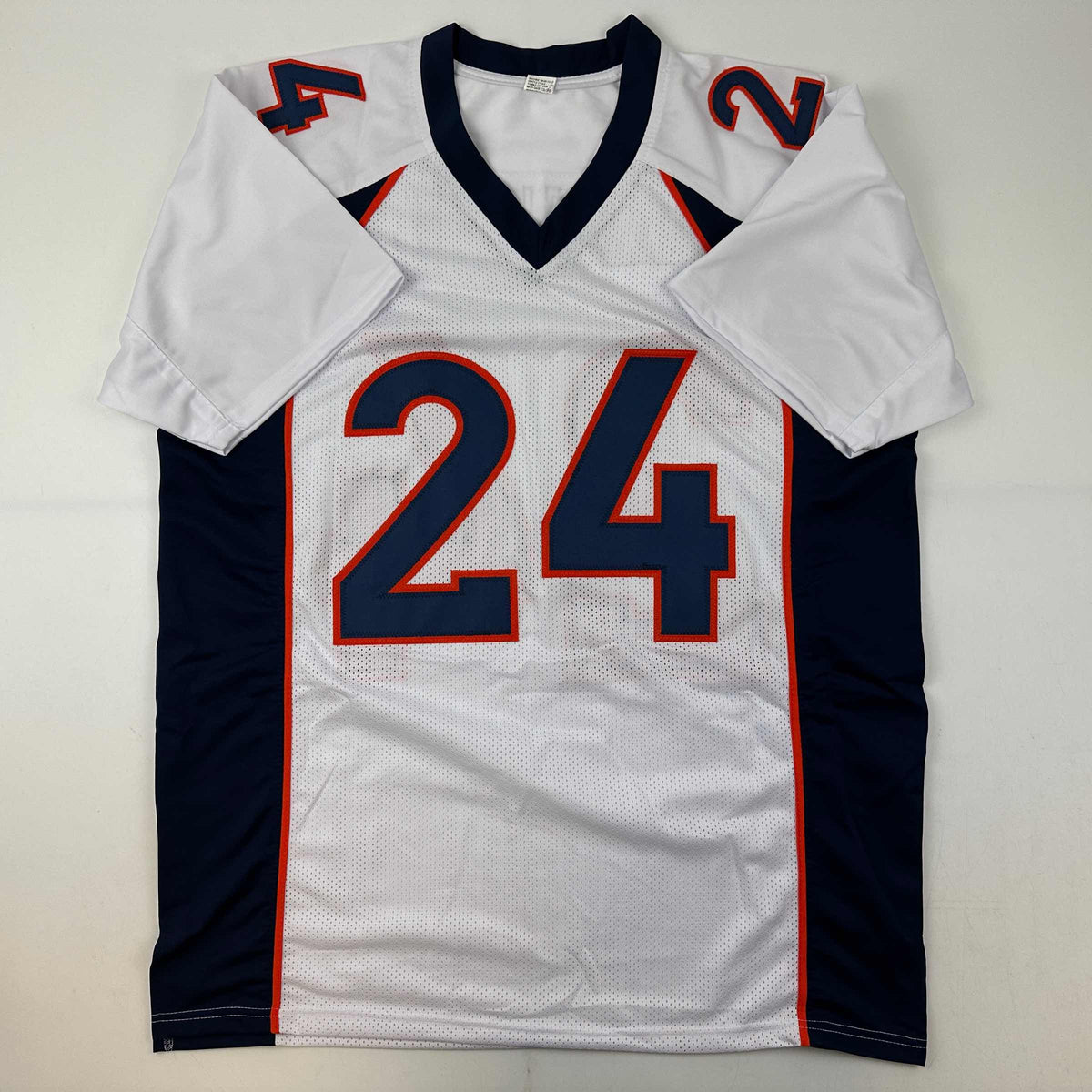 Autographed/Signed Champ Bailey Denver White Football Jersey Beckett BAS COA