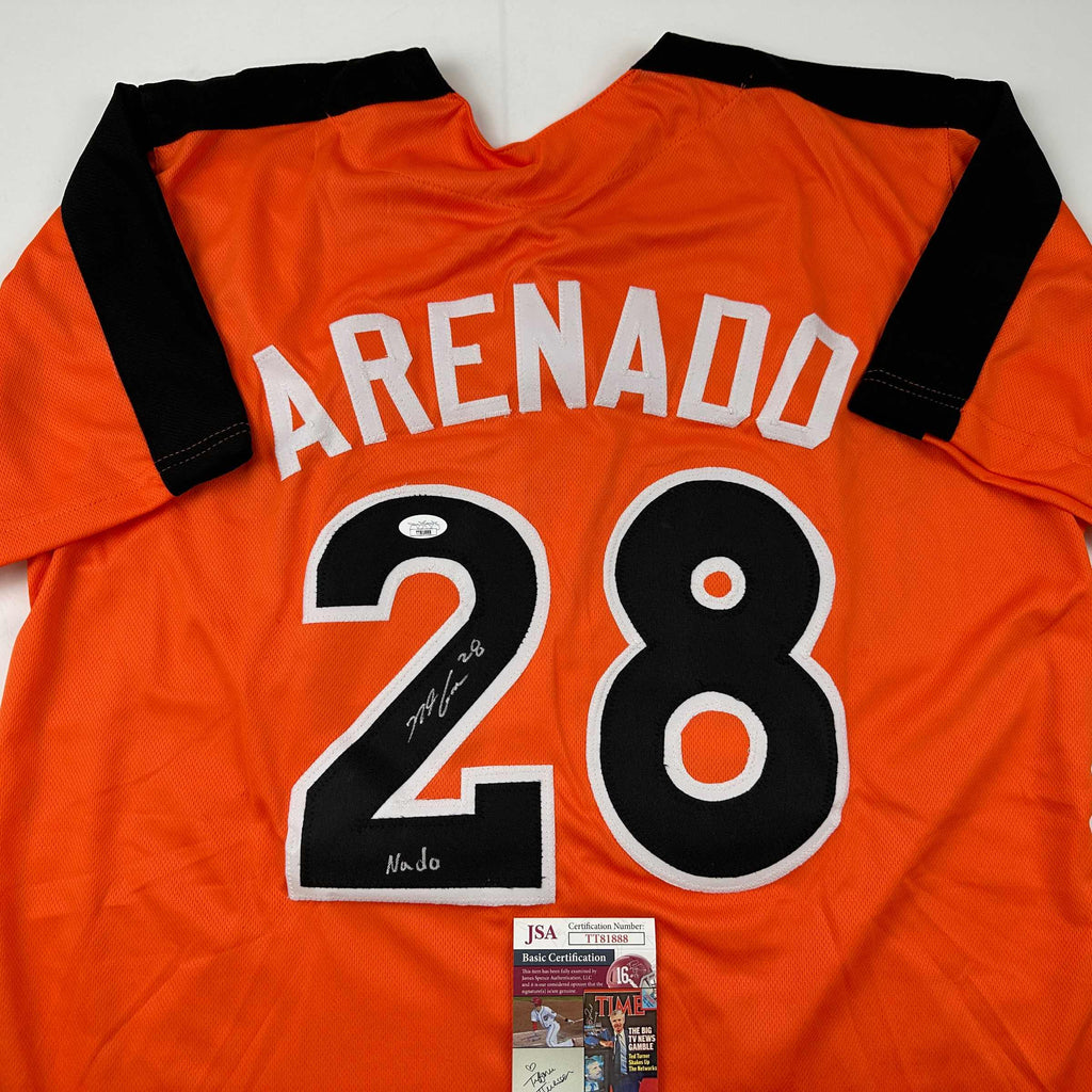 Autographed/Signed Nolan Arenado 2017 All-Star Game Orange Baseball Jersey JSA COA