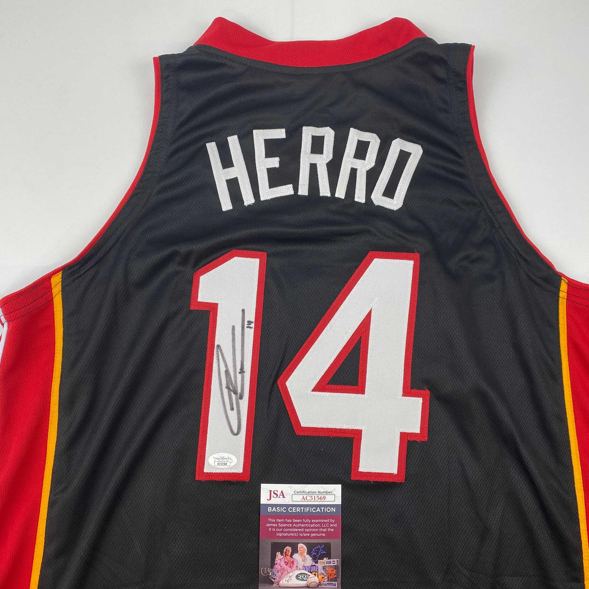 Autographed/Signed Tyler Herro Miami Black Basketball Jersey JSA COA