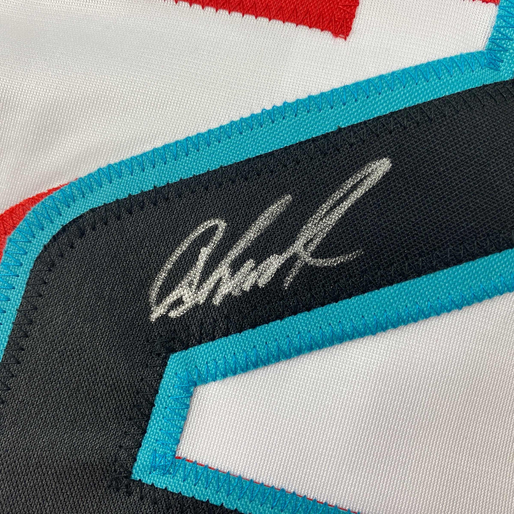 Autographed/Signed Jazz Chisholm Jr. Miami White Baseball Jersey JSA COA