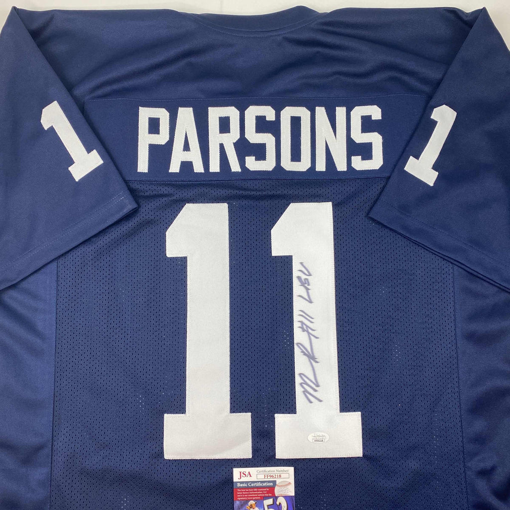 Autographed/Signed Micah Parsons Penn State Blue College Football Jersey JSA COA