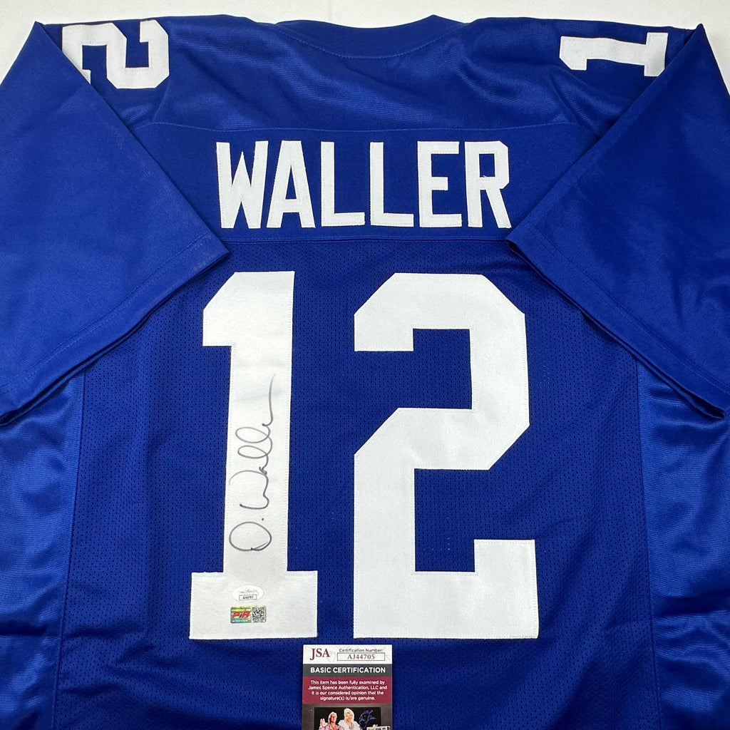 Autographed/Signed Darren Waller New York Blue Football Jersey JSA COA