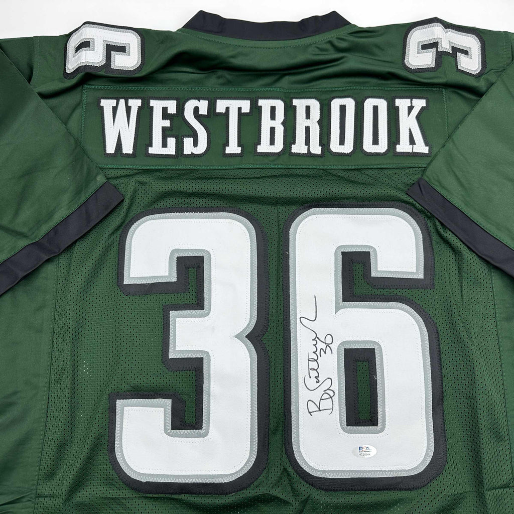 Autographed/Signed Brian Westbrook Philadelphia Green Football Jersey PSA/DNA COA