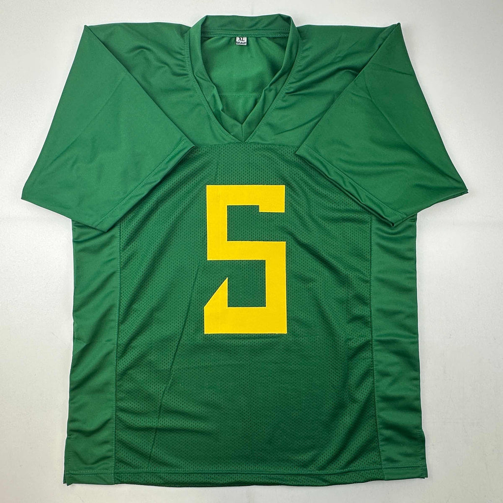 Autographed/Signed Kayvon Thibodeaux Oregon Green College Football Jersey JSA COA