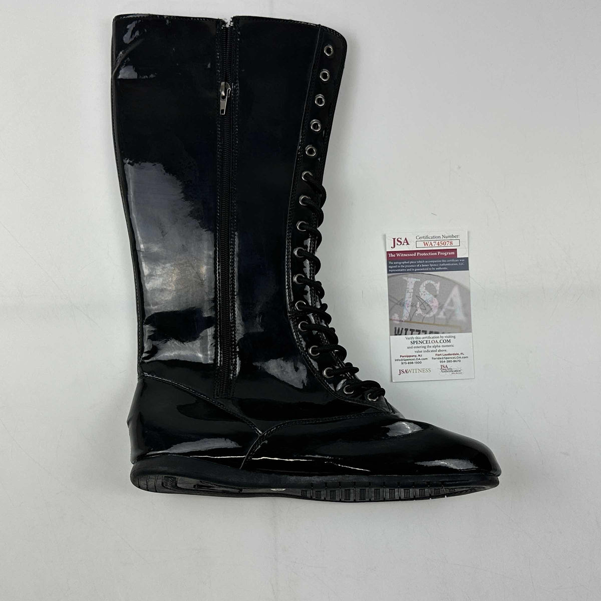 Autographed/Signed Hulk Hogan Black WWE WWF Wrestling Boot/Shoe JSA COA Auto
