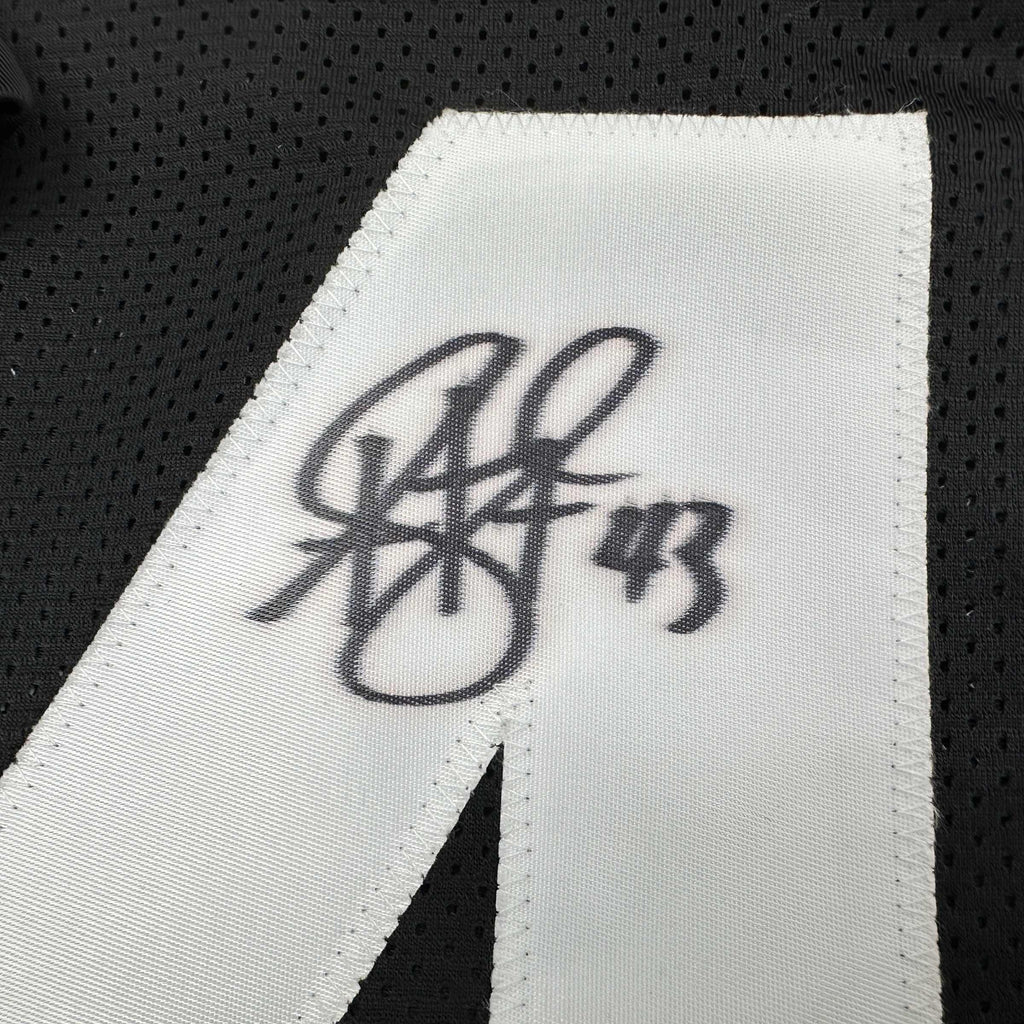 Autographed/Signed Troy Polamalu Pittsburgh Retro Black Football Jersey JSA COA