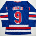Autographed/Signed Adam Graves New York Blue Hockey Jersey Beckett BAS COA