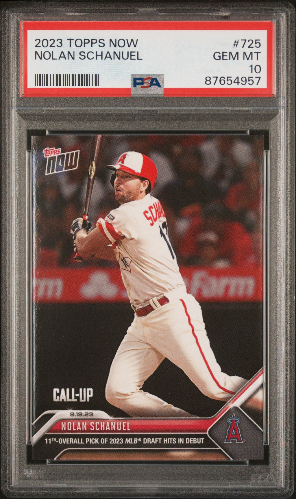 Graded 2023 Topps Now Nolan Schanuel #725 Rookie RC Baseball Card PSA 10 Gem Mint