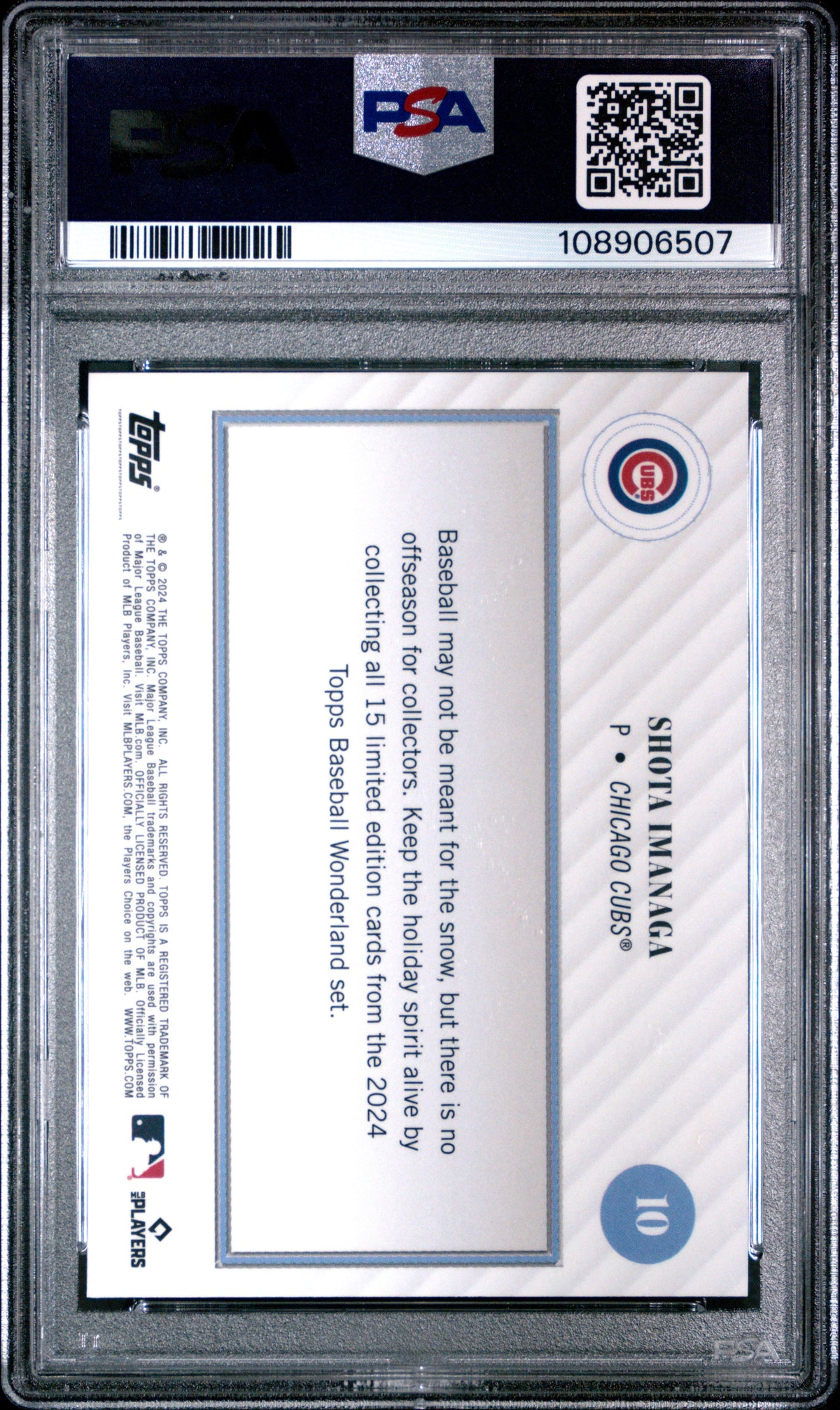 Graded 2024 Topps Wonderland Shota Imanaga #10 Rookie RC Baseball Card PSA 9 Mint