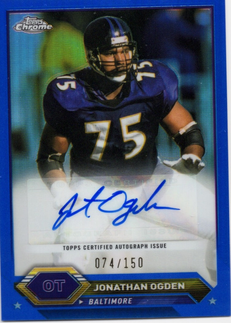 2024 Topps Chrome Composite Jonathan Ogden #TCAJO Blue Auto /150 Baltimore Ravens Football Card