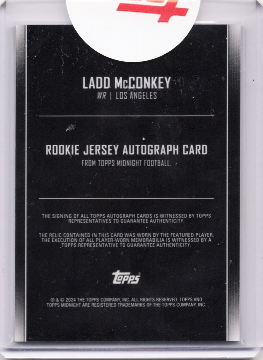 2024 Topps Midnight Ladd McConkey #RJALMC Rookie Jersey Dusk Auto /75 Los Angeles Chargers Rookie RC Football Card