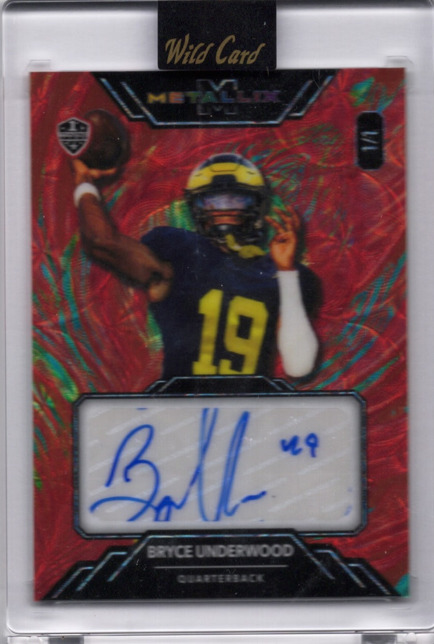 2025 Wild Card Metallix Bryce Underwood #WMMFABU Red Auto 1/1 Michigan Wolverines Rookie RC Football Card