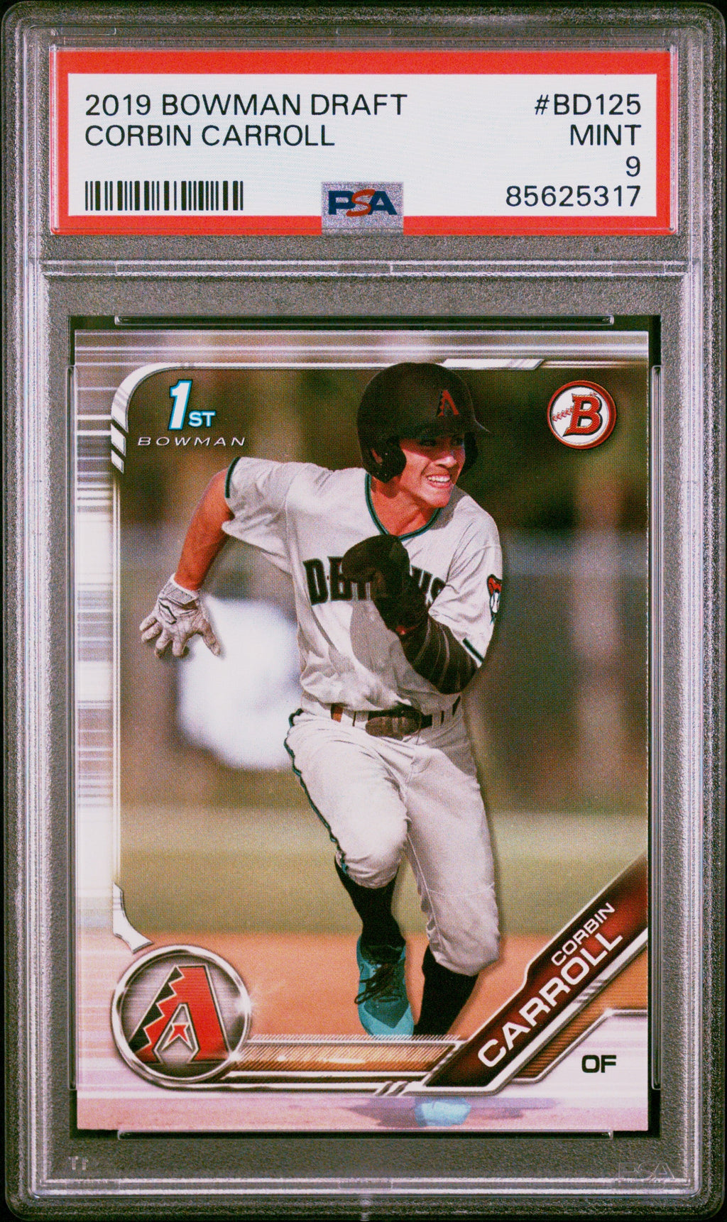 Graded 2019 Topps Bowman Draft Corbin Carroll #BD125 Rookie RC Baseball Card PSA 9 Mint