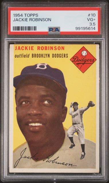 Graded 1954 Topps Jackie Robinson #JACKIE Baseball Card PSA 3.5 Very Good+