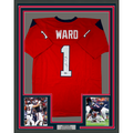 Framed Autographed/Signed Jimmie Ward 35x39 Houston Red Football Jersey Beckett BAS COA