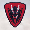Krampus Face Heraldic Shield Patch: Iron-on