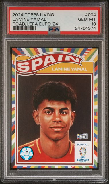 Graded 2024 Topps Living Road to UEFA Euro Lamine Yamal #004 Rookie RC Soccer Card PSA 10 Gem Mint