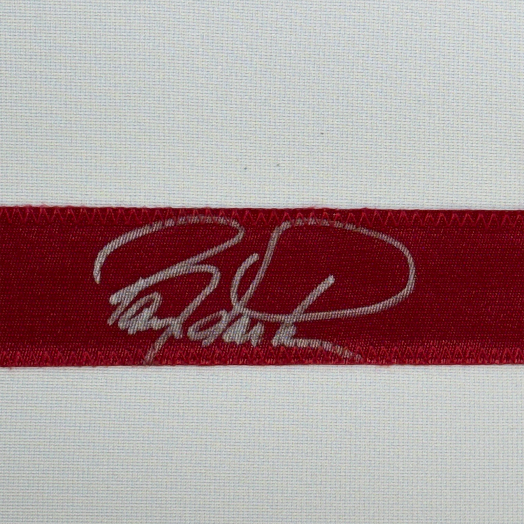 Framed Autographed/Signed Barry Larkin 35x39 Cincinnati White Baseball Jersey Beckett BAS COA