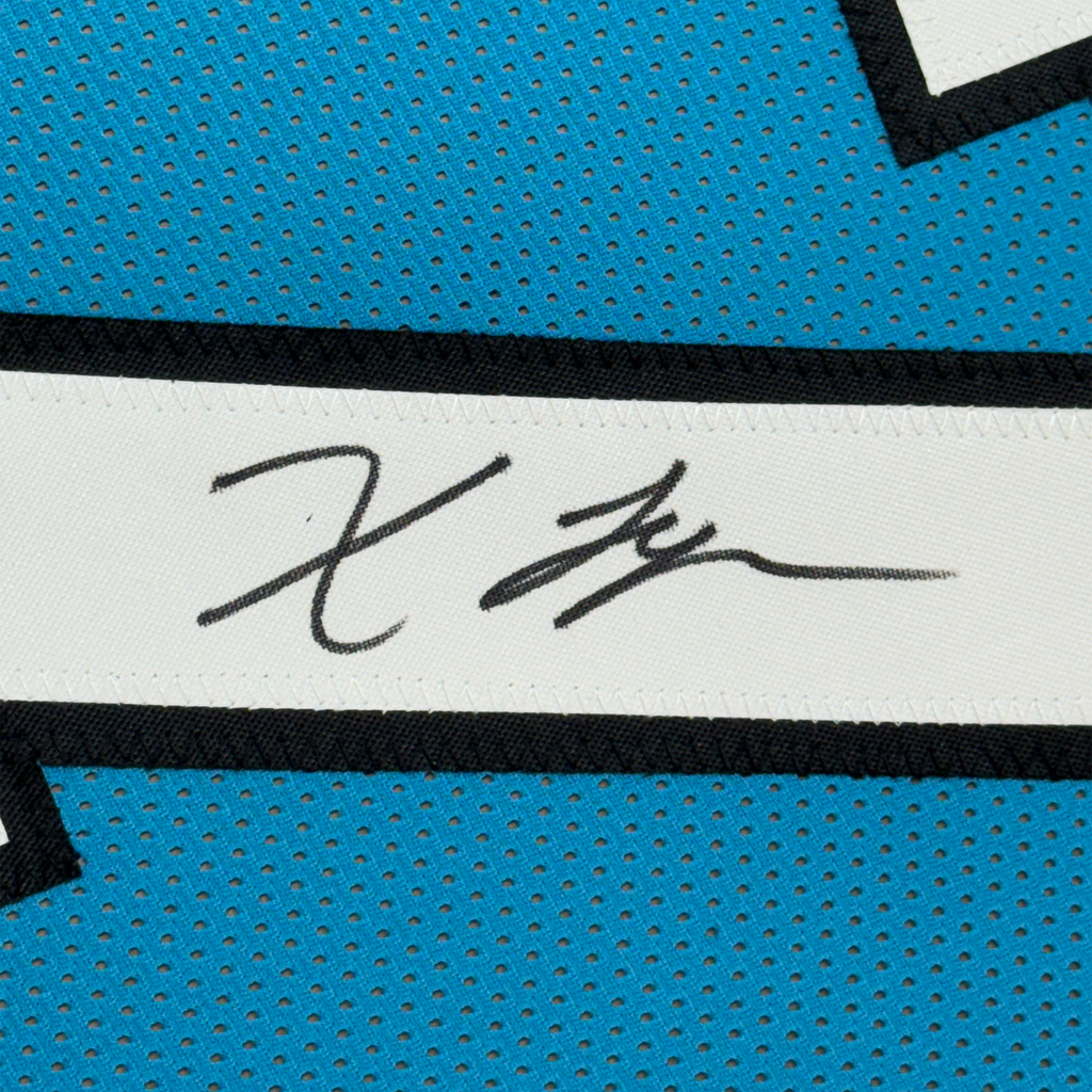 Framed Autographed/Signed Xavier Legette 35x39 Carolina Blue Football Jersey Beckett BAS COA