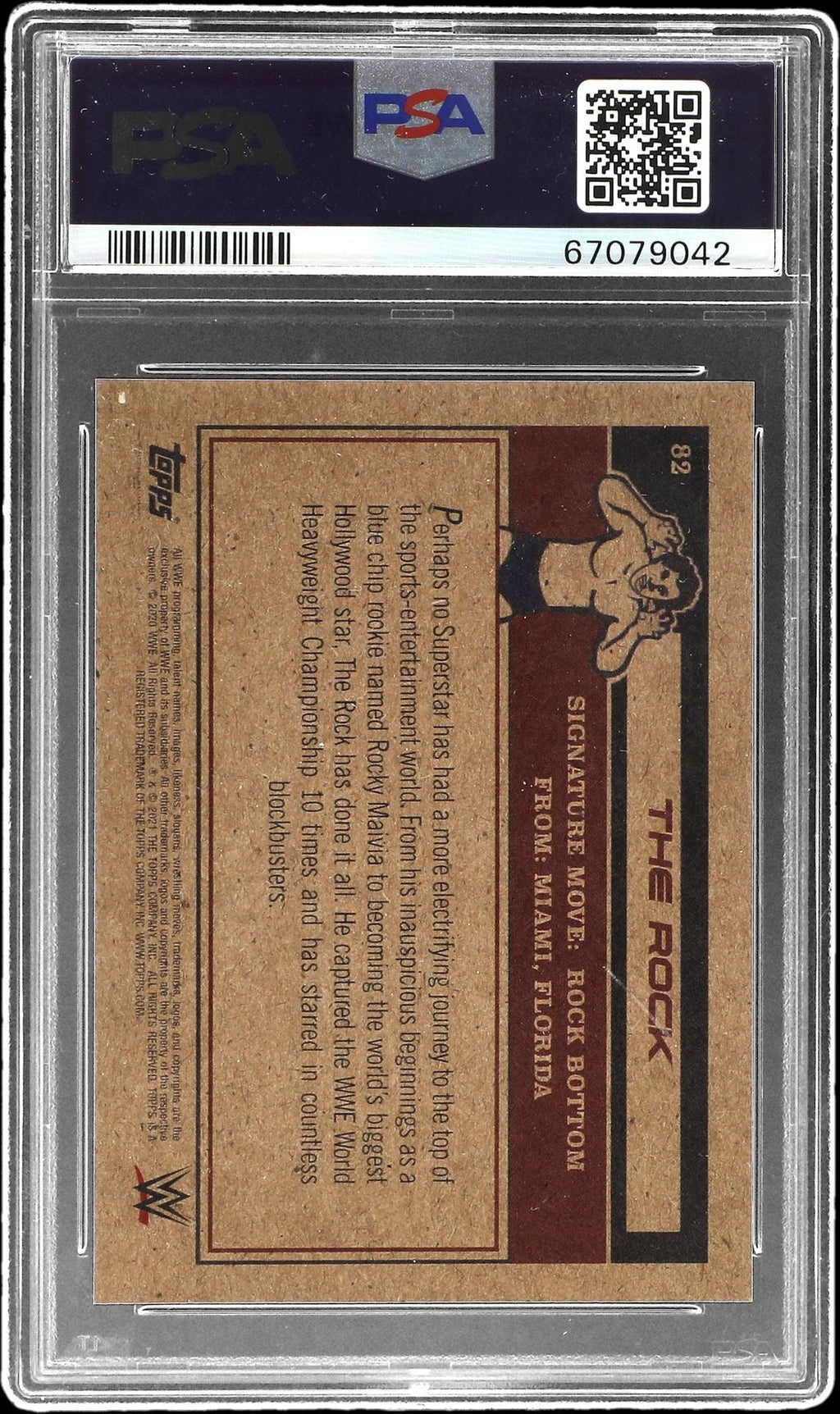 Graded 2021 Topps Living WWE The Rock #82 Wrestling Card PSA 10 Gem Mint