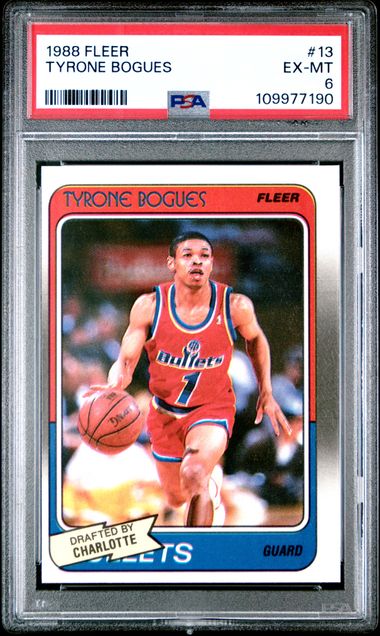 Graded 1988 Fleer Tyrone Muggsy Bogues #13 Rookie RC Basketball Card PSA 6 EX-MT