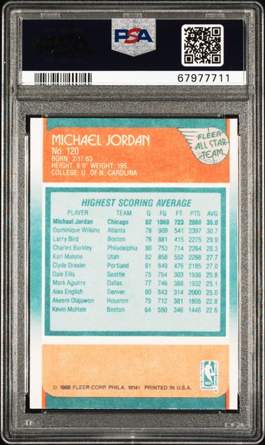Graded 1988 Fleer All Star Michael Jordan #120 Basketball Card PSA 9 Mint