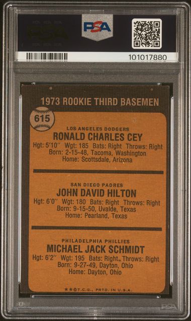 Graded 1973 Topps Mike Schmidt #615 Rookie RC Baseball Card PSA 6 EX-MT
