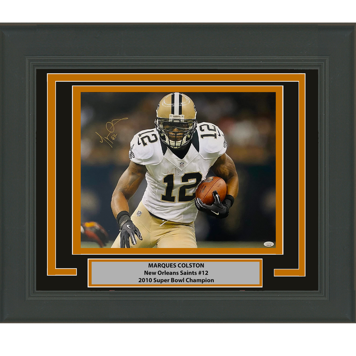 Framed Autographed/Signed Marques Colston New Orleans Saints 16x20 Football Photo JSA COA