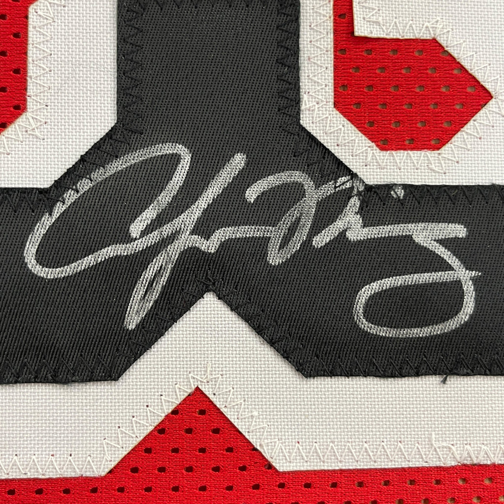 Framed Autographed/Signed Alonzo Mourning 35x39 Miami Red Basketball Jersey JSA COA
