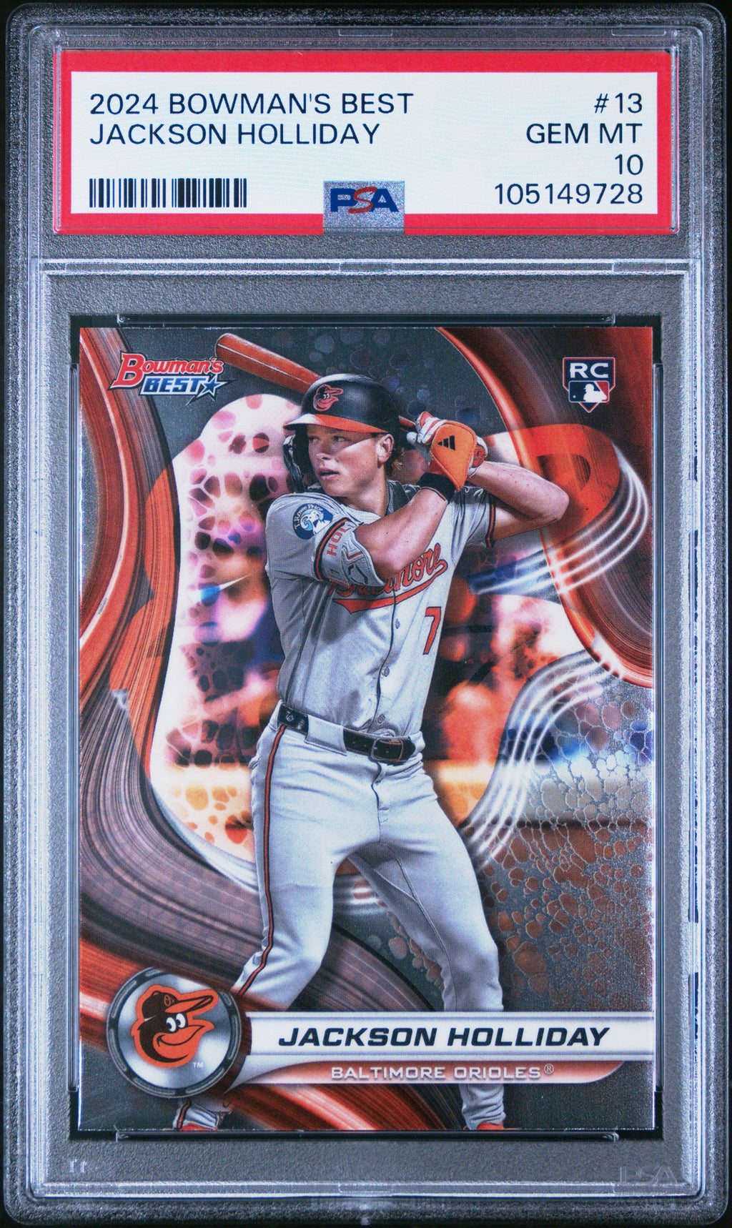 Graded 2024 Topps Bowmans Best Jackson Holliday #13 Rookie RC Baseball Card PSA 10 Gem Mint