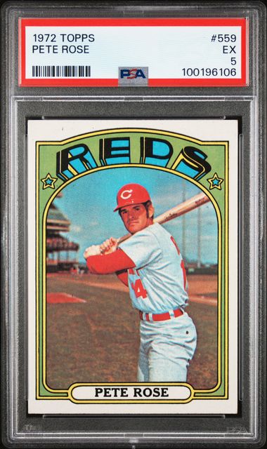 Graded 1972 Topps Pete Rose #559 Baseball Card PSA 5 Excellent